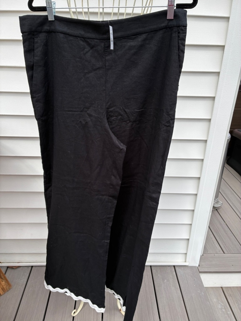 Ann Taylor Black Wide-Leg Dress Pants with White Trim